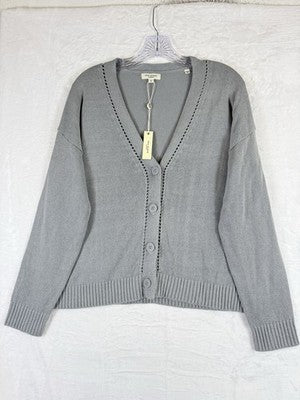 Max Studio Cardigan Sweater Large Gray Linen Blend Womens New NWT