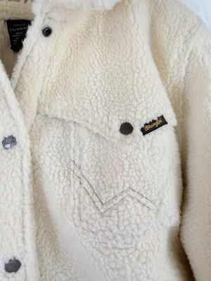 Wrangler Western Shirt Jacket 3XL Womens Ivory Sherpa Fleece Snap Button Shacket