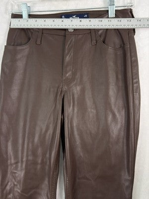 Hollister Faux Leather Pants 26 Size 3 Short 3S Brown High Rise Flare Womens