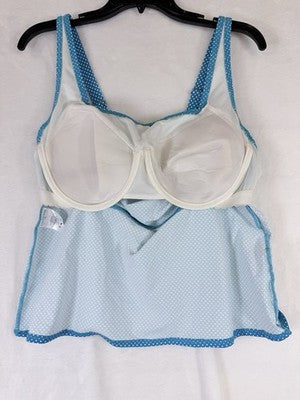Lands End Tankini Top 14W Blue Swimsuit Square Neck Women Swim Underwire New NWT