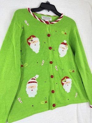 Tiara International Christmas Sweater XL Womens Holiday Santa Ugly Embellished
