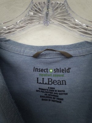 LL Bean Insect Shield Shirt Womens Small Blue Short Sleeve Top