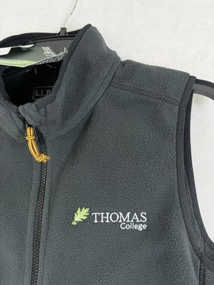 LL Bean Fleece Vest Thomas College Womens Small Gray Jacket Full Zip New NWT