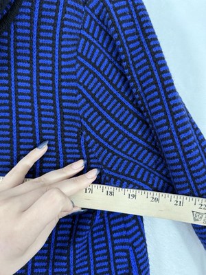 Talbots Sweater Large Black Blue Pullover Funnel Neck Knit Womens Tops