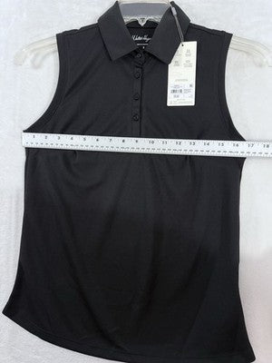 Lady Hagen Golf Shirt Small Sleeveless Polo Black Pique Womens Walter NWT