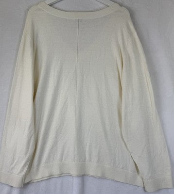 Talbots 3X Tops Sweater V Neck Ivory Pullover Womens Plus Size Long Sleeve