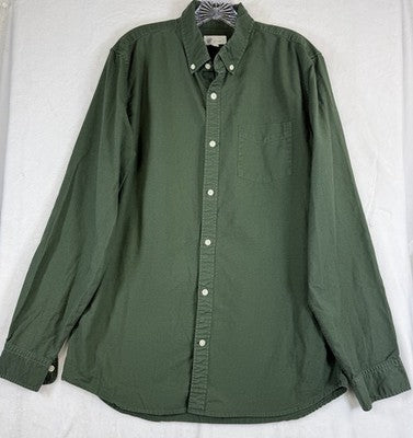 Gap Shirt Men Large Tall Oxford Green Slim Fit Stretch Button Down LT