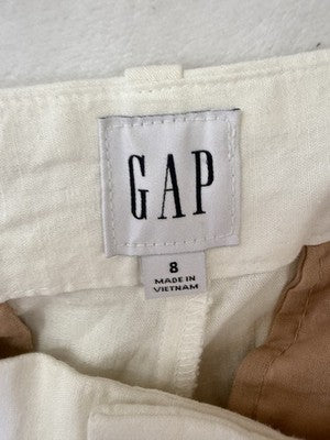 Gap Linen Blend Shorts 8 365 Women Low Rise Trouser Off White Pocket 9”