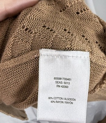 Jaclyn Smith 2X Sweater Long Beige Cotton Rayon Lightweight Plus Size Womens NEW