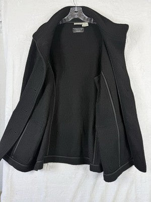 LL Bean Wool Coat XL Black Pea Coat Bellandi Made In Italy Womens
