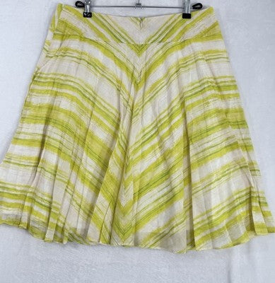 Talbots Skirt 14 Petite Yellow Print 100% Cotton A-Line Circle Womens 14P