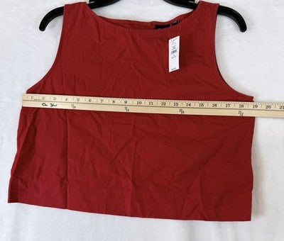 Gap Cropped Top Small Petite Linen Blend Crop Shell Tank Sleeveless Red New NWT