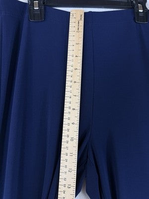 Clara Sun Woo Medium Pants Signature Side Slit Blue Knit Pull On Stretch Womens