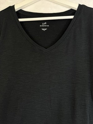 J Jill Top XL Pima Short Sleeve V Neck Tee Black Womens