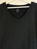 J Jill Top XL Pima Short Sleeve V Neck Tee Black Womens