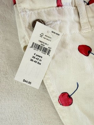 Baby Gap 4 Years Girls New Shortalls Cherry Print Girls Denim Overalls New NWT