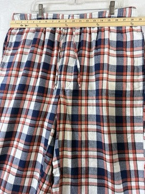 Lands End Flannel Pajama Pants XL Mens Red Blue Plaid Sleep PJ 100% Cotton