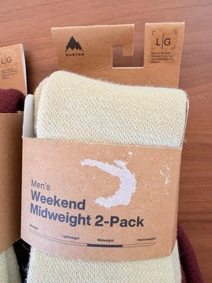 Burton Ski Socks Mens Large Weekend Midweight Lot New 4 Pairs $80