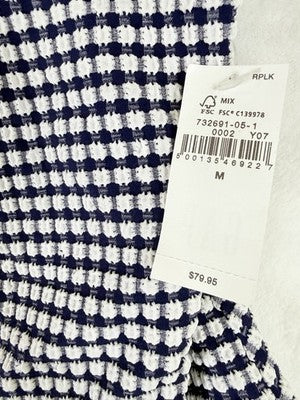 Gap One Piece Swimsuit Womens Medium Navy Blue Gingham Square Neck New NWT