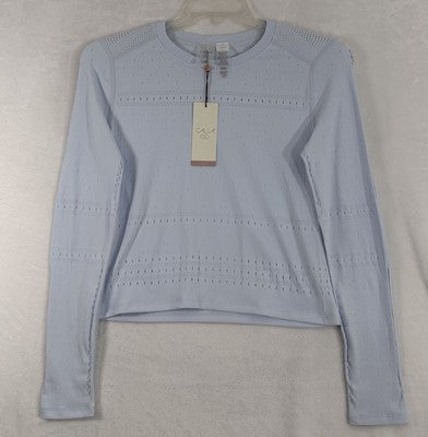 CALIA Pointelle Seamless Top Light Blue Long Sleeve Large / XL Pilates NWT