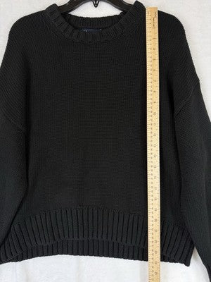 Gap 100% Cotton Relaxed Sweater Large Womens Black Crew Neck Pullover New NWT