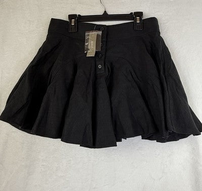 J Crew Mini Skirt 4 100% Linen Black Flare Ruffled Womens New NWT
