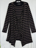 Soma Cardigan Large Soft Black Brown Striped Womens Loungewear Travel