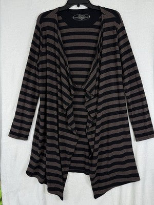 Soma Cardigan Large Soft Black Brown Striped Womens Loungewear Travel