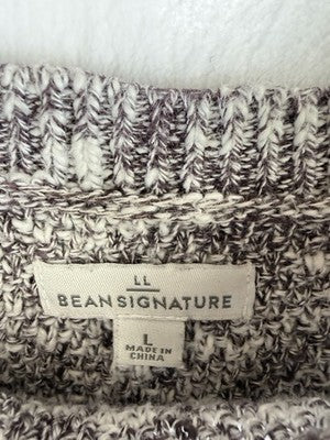 LL Bean Signature Sweater Womens Large Cotton Linen Tops Plum Color Block Soft