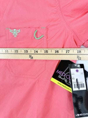 Med Couture Insight Scrub Top XS Women V Neck Short Sleeve Coral Pink New NWT