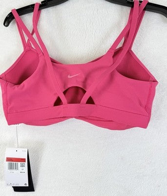 Nike Zenvy Strappy Sports Bra Large Womens Pink Top Light Support Padded New