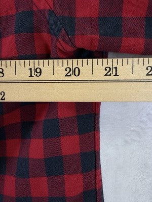 LL Bean Signature Medium Mens Shirt Red Plaid Long Sleeve Oxford Cloth Button Up