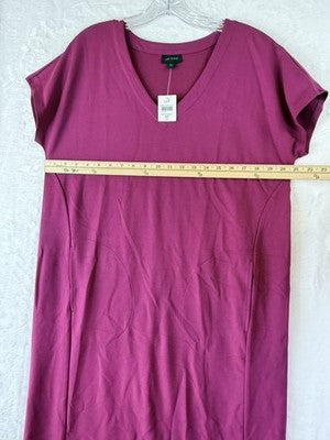 J Jill Wearever Dress Medium Petite Shift Short Sleeve Knit Womens MP New NWT