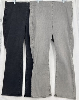 NYDJ Pull On Jeans 1X Gray Black Lot SanSpring Denim Lift Tuck Plus Size Womens