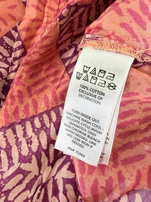 Sigrid Olsen Top Small Tunic Embroidered 100% Cotton Sleeveless Pink Boho Womens