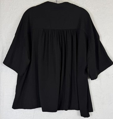 Max Studio Top 1X Black Short Sleeve Blouse Plus Size Womens