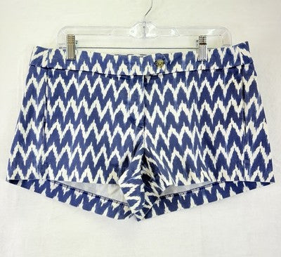J Crew Chino Shorts Women 10 Blue Ikat Print 3”