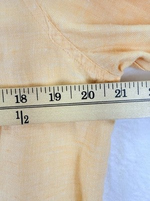 Sigrid Olsen Linen Top Medium Long Sleeve Blouse Button Up Orange Shirt So Blue