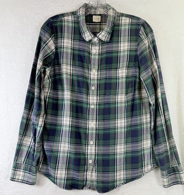 J Crew The Perfect Shirt Womens Small Green Plaid Flannel Top Button Down