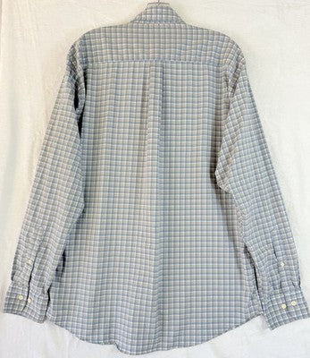 Peter Millar Large Button Down Shirt Blue Plaid Long Sleeve