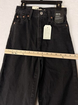 Levis Ribcage Wide Leg Jeans 23 Black High Rise Jeans 23x34 Levi’s New NWT