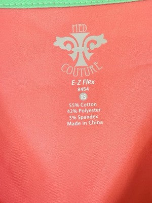 Med Couture Insight Scrub Top XS Women V Neck Short Sleeve Coral Pink New NWT
