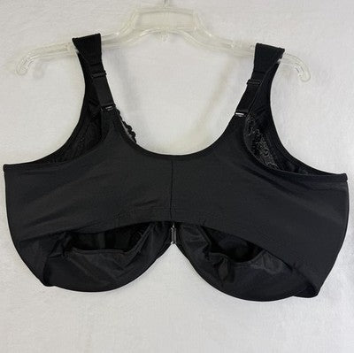 Glamorise 46G Bra WonderWire Front Closure Underwire Black Lace CG195 Womens