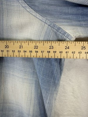 American Eagle Flannel Shirt Hoodie Medium Cozy Cabin Blue Plaid Womens