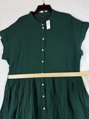 Gap Cotton Gauze Mini Shirtdress XL Tall Women Green Short Sleeve New NWT