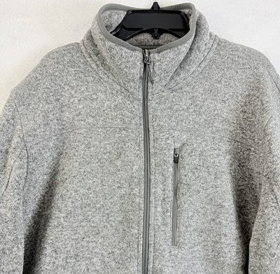 LL Bean Sweater Fleece Jacket Gray Mens Large Full Zip