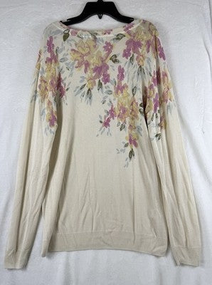 Daniel Rainn Sweater Large Top Floral Print Beige Stitch Fix Long Sleeve New NWT