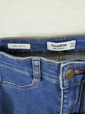 Pull & Bear Jeans 2 Skinny High Waist Blue Denim EU 34 Womens NWT