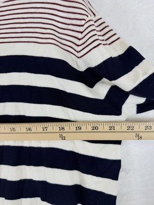 Zara Knit Sweater Women Small Ivory Navy Blue Stripe Long Sleeve Top NWOT