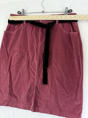 St Johns Bay Corduroy Skirt 12 Belt Pink New NWT